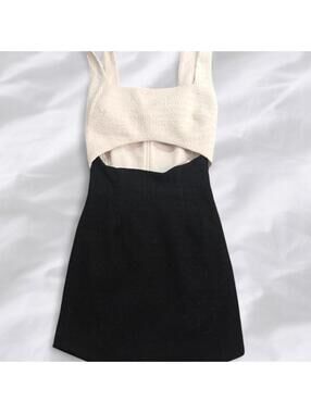 MISHA collection black + white mini dress